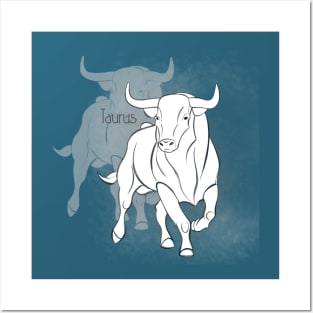 Zodiac sign Taurus - Black and white lineart Posters and Art